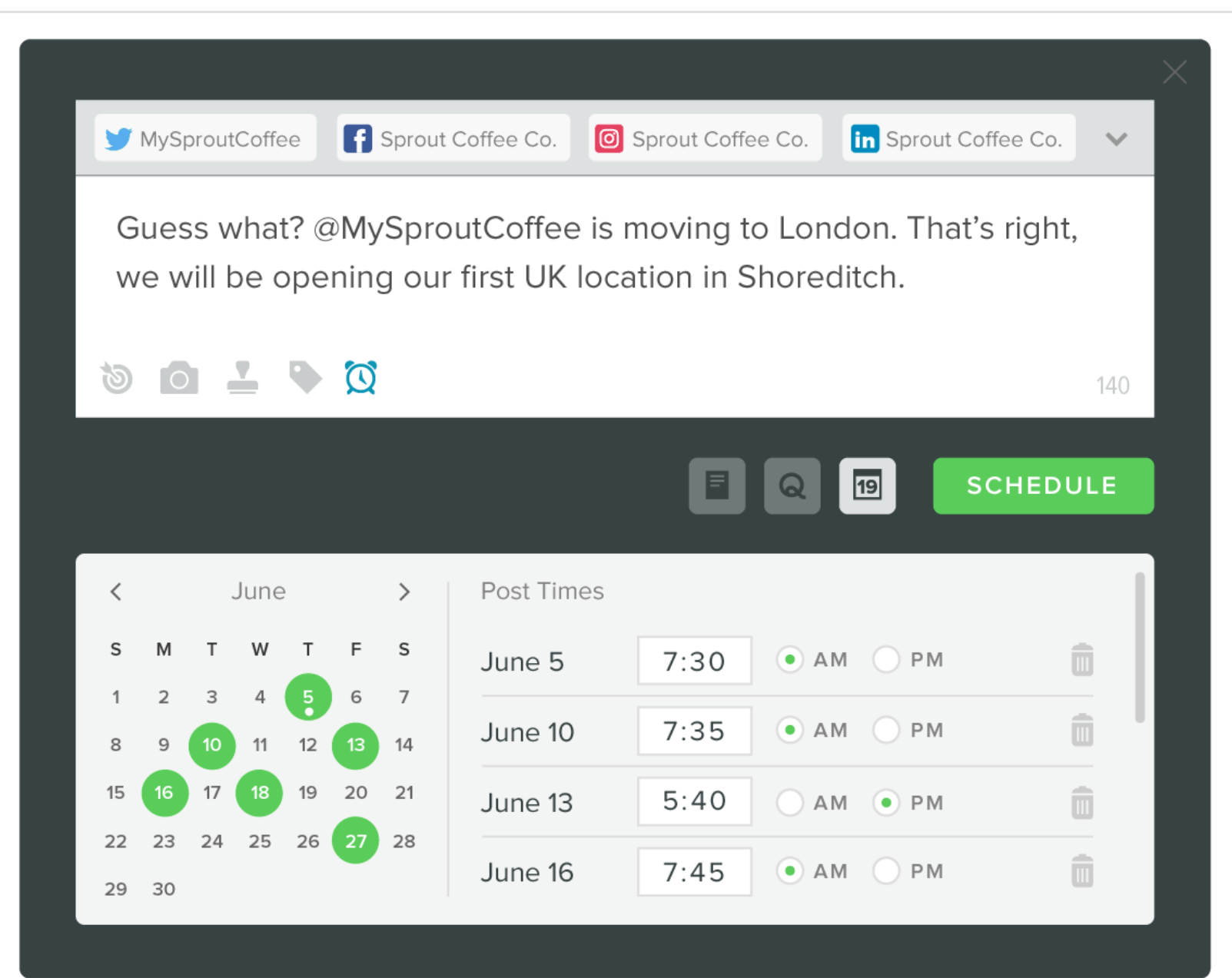 Sprout Social vs. Hootsuite - Sprout Social twitter posting