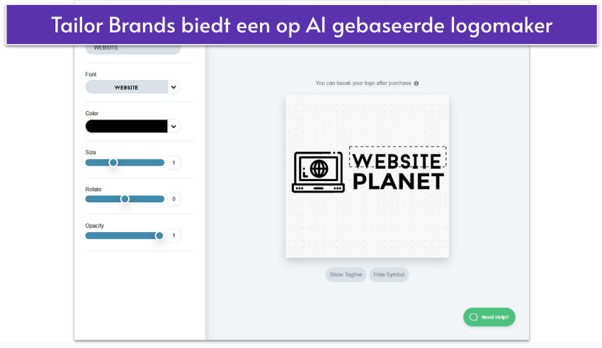 Tailor Brands’ logo editor