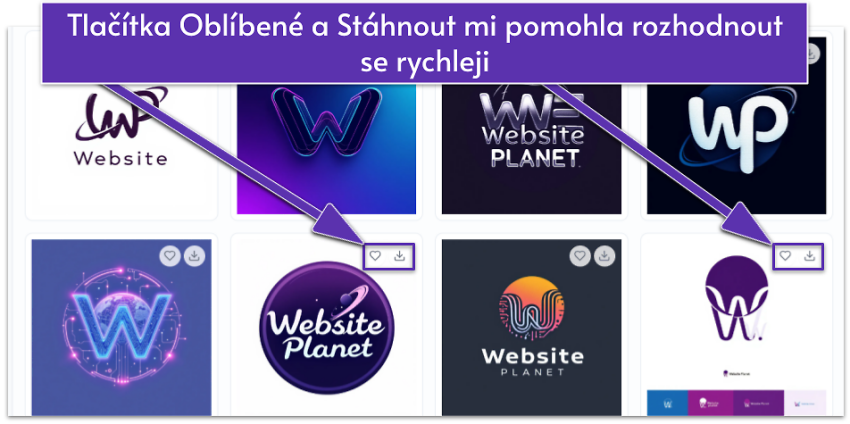 Tlačítka Oblíbené a Stáhnout mi pomohla rozhodnout se rychlejii