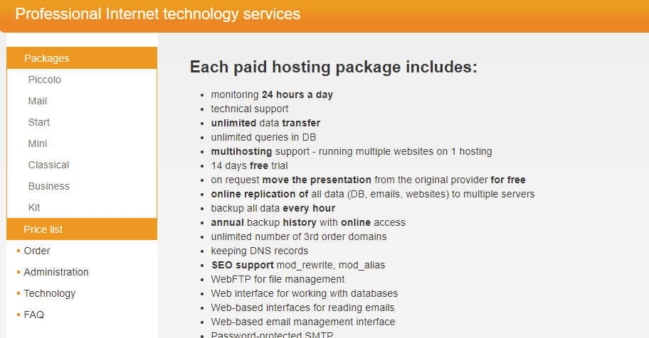 Webhosting _ Packages Webhosting and webdesign Web4ce sro 1