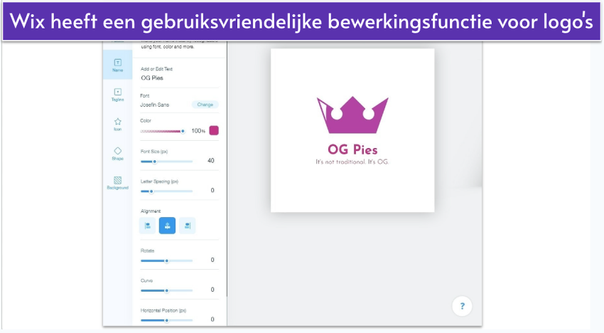 Wix’s logo editor
