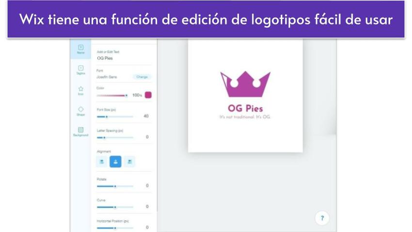 Wix tiene una función de edición de logotipos fácil de usar