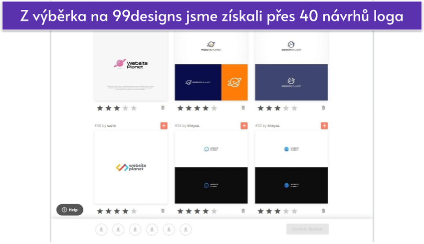 Z výběrka na 99designs jsme získali přes 40 návrhů loga