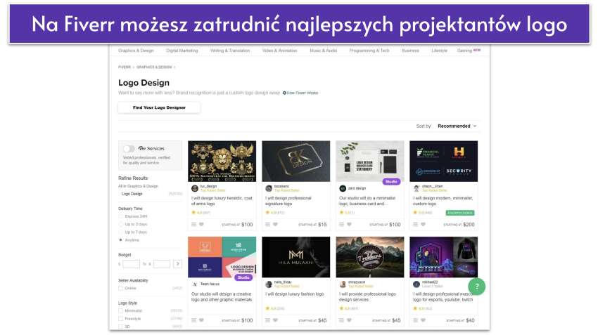 Fiverr logo designer search wizard