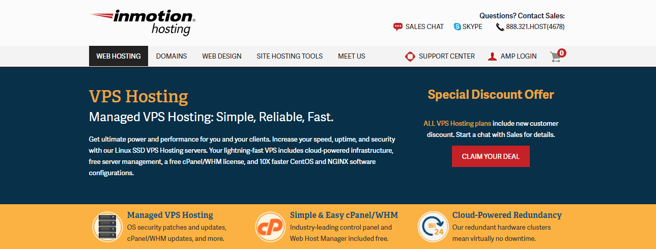 InMotion Hosting's VPS Hosting Landing Page