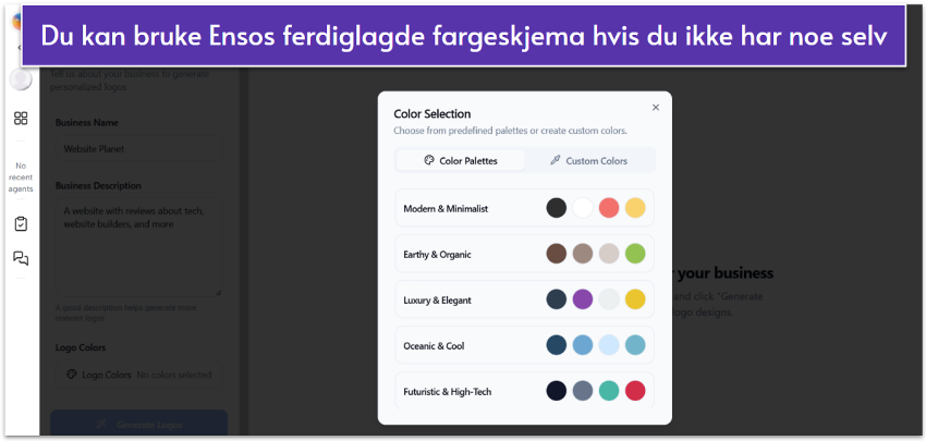 Enso.bot's premade color schemes.