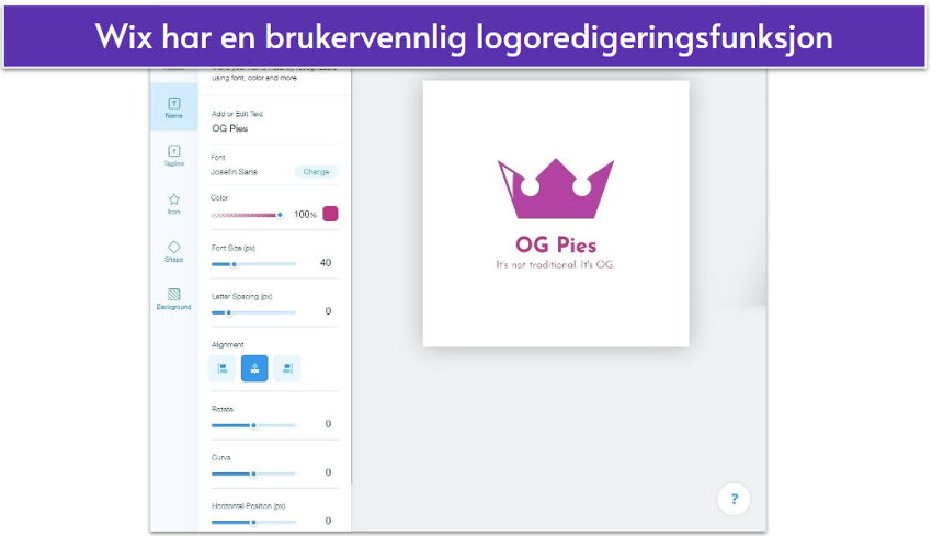 Wix’s logo editor.