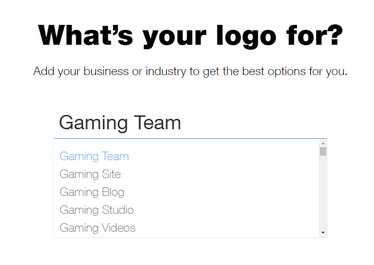 Wix Logo Maker screenshot - What's your logo for?