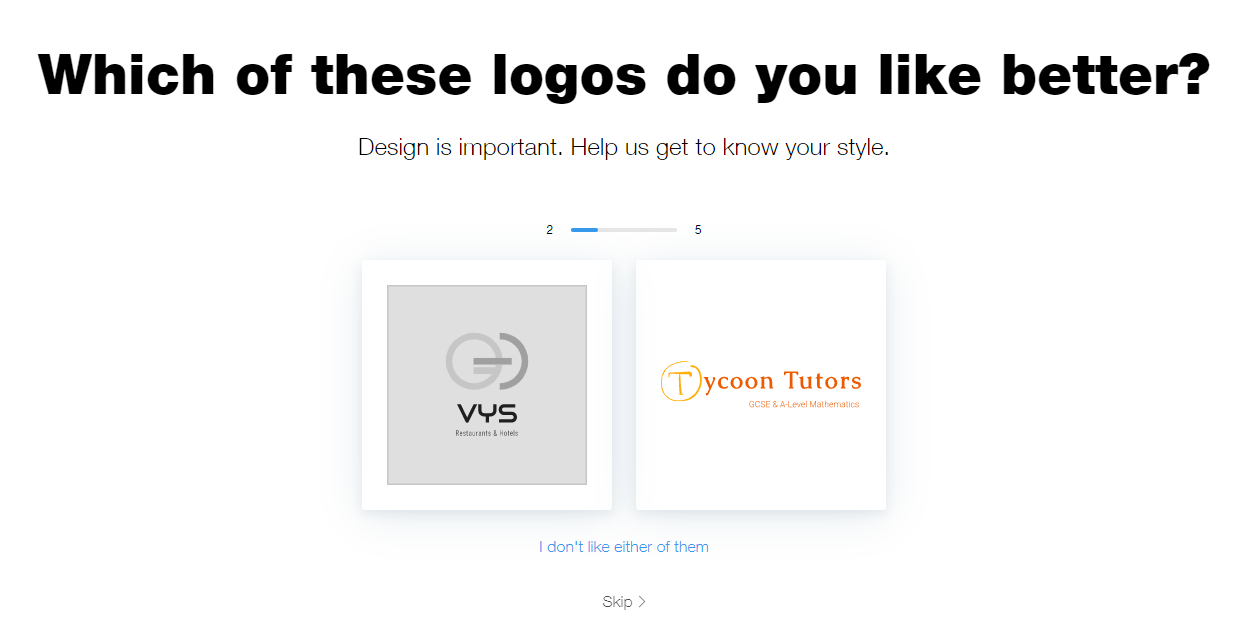 Wix Logo Maker screenshot - Logo sample pairs