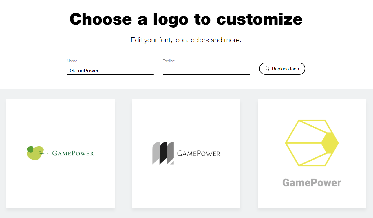 Wix Logo Maker screenshot - Choose a logo to customize