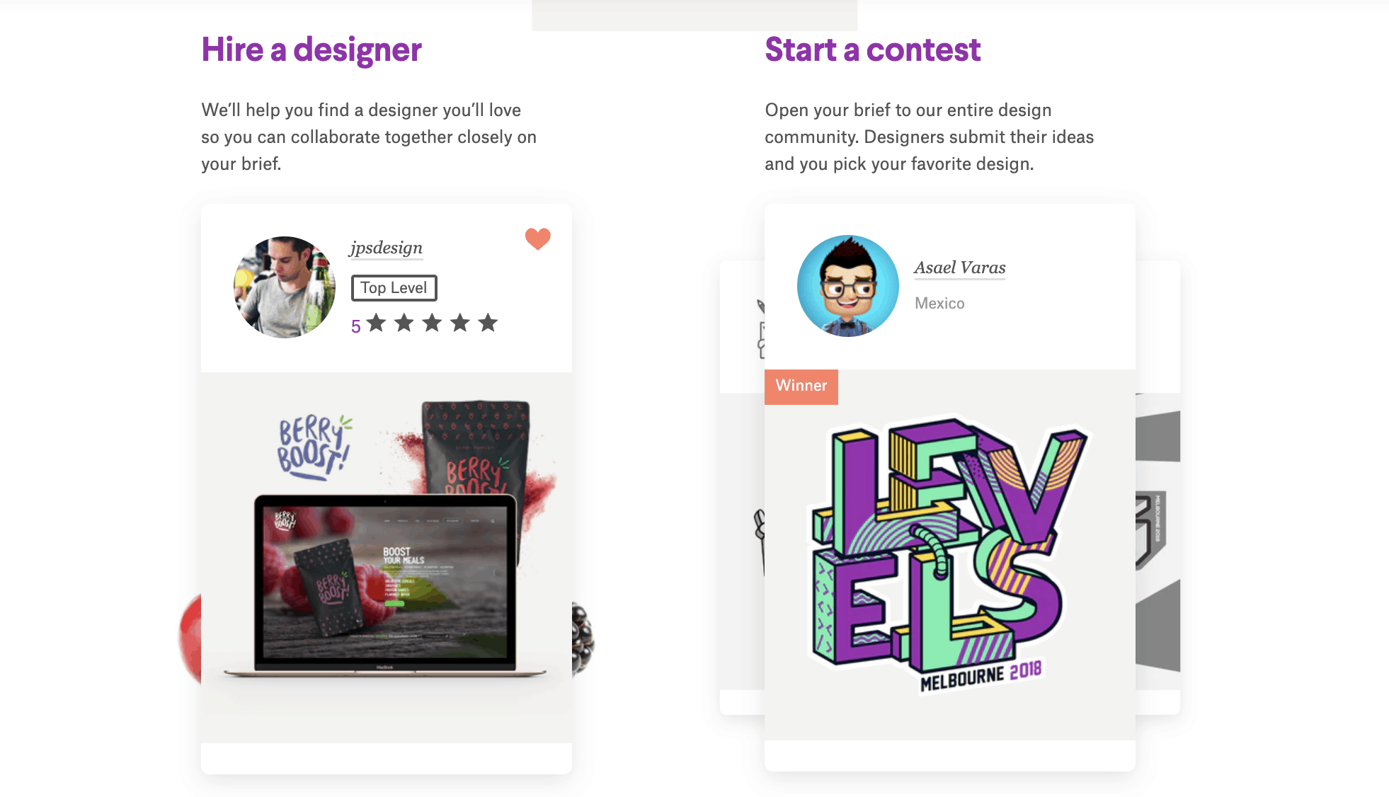 99designs screenshot - hire a designer or start a contest