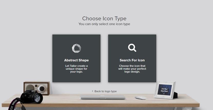 Tailor Brands screenshot - Choose icon type