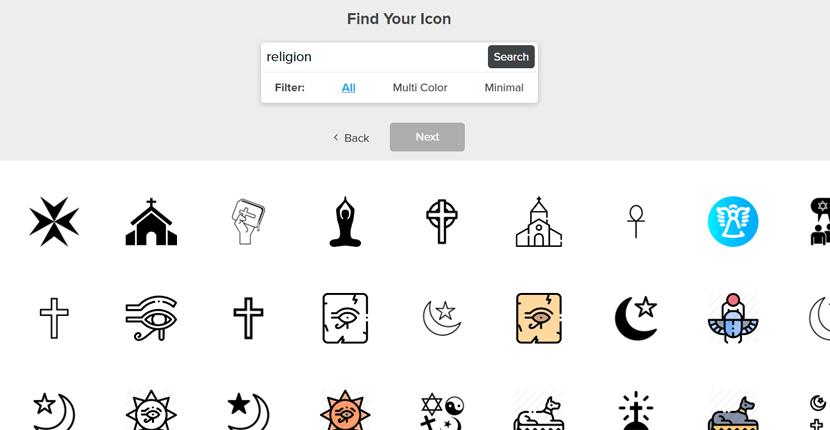 Tailor Brands screenshot - Church icon library