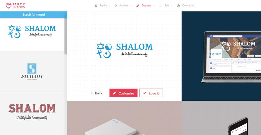 Tailor Brands screenshot - Logo editor