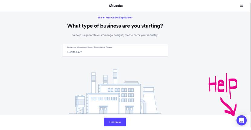 Looka screenshot - Type of Business
