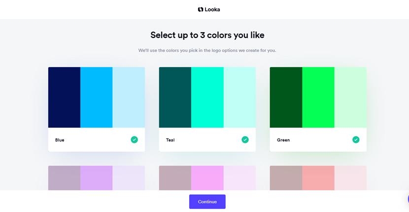 Looka screenshot - Select colors