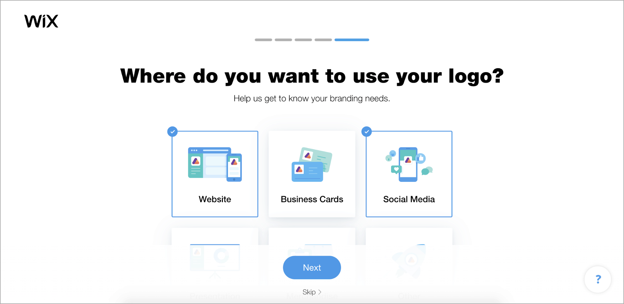 Wix Logo Maker screenshot - Where do you want to use your logo?