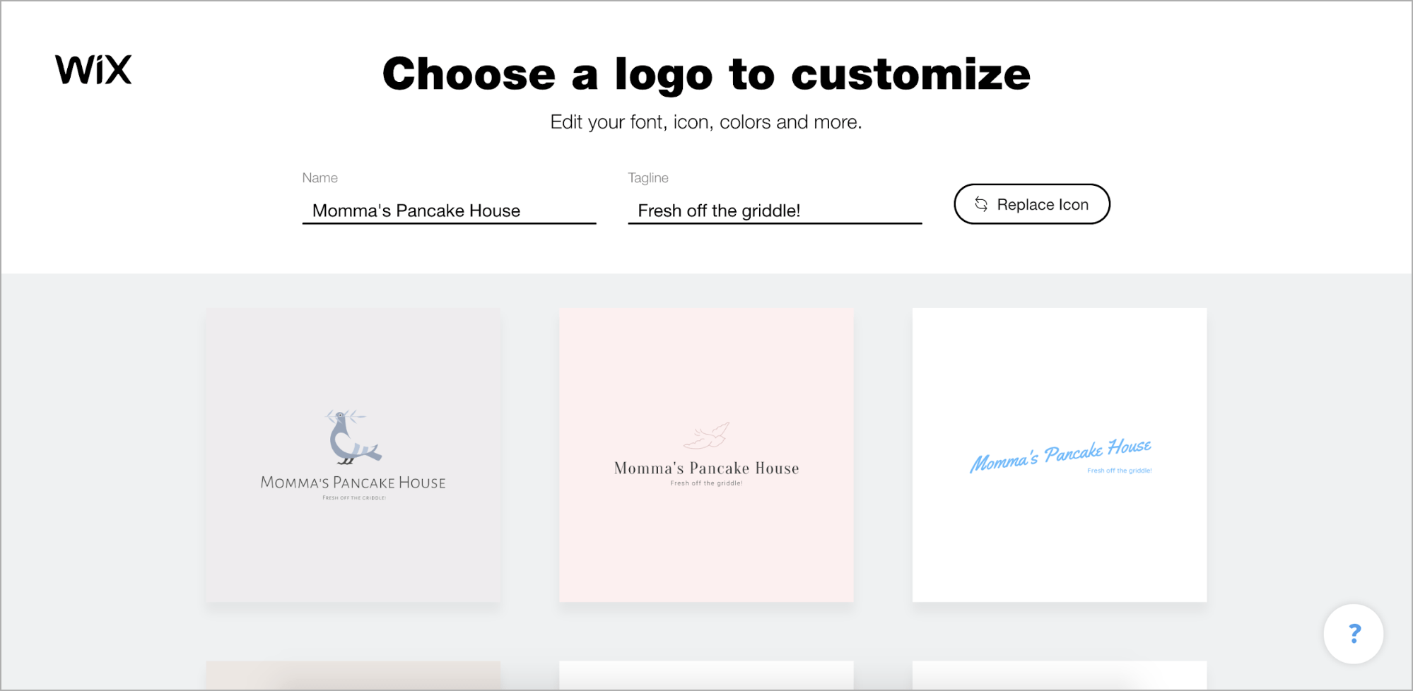 Wix Logo Maker screenshot - Choose a logo to customize