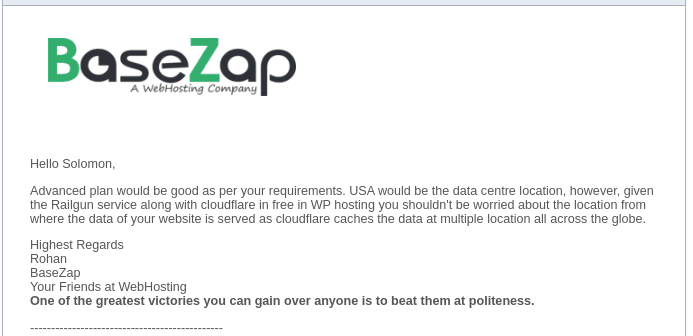 BaseZap email response