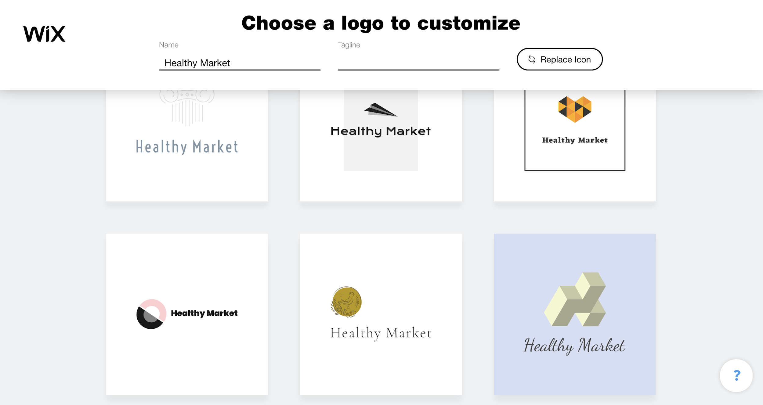 Wix Logo Maker screenshot - Choose a logo to customize