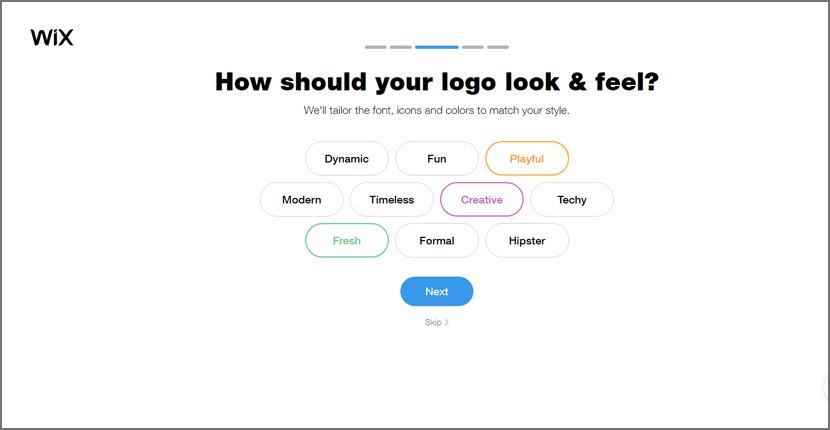 Wix Logo Maker screenshot - Logo look and feel