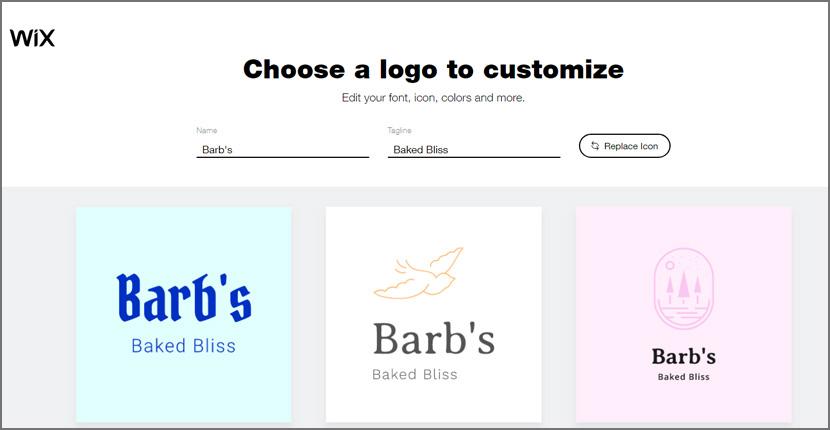 Wix Logo Maker screenshot - Choose a logo to customize