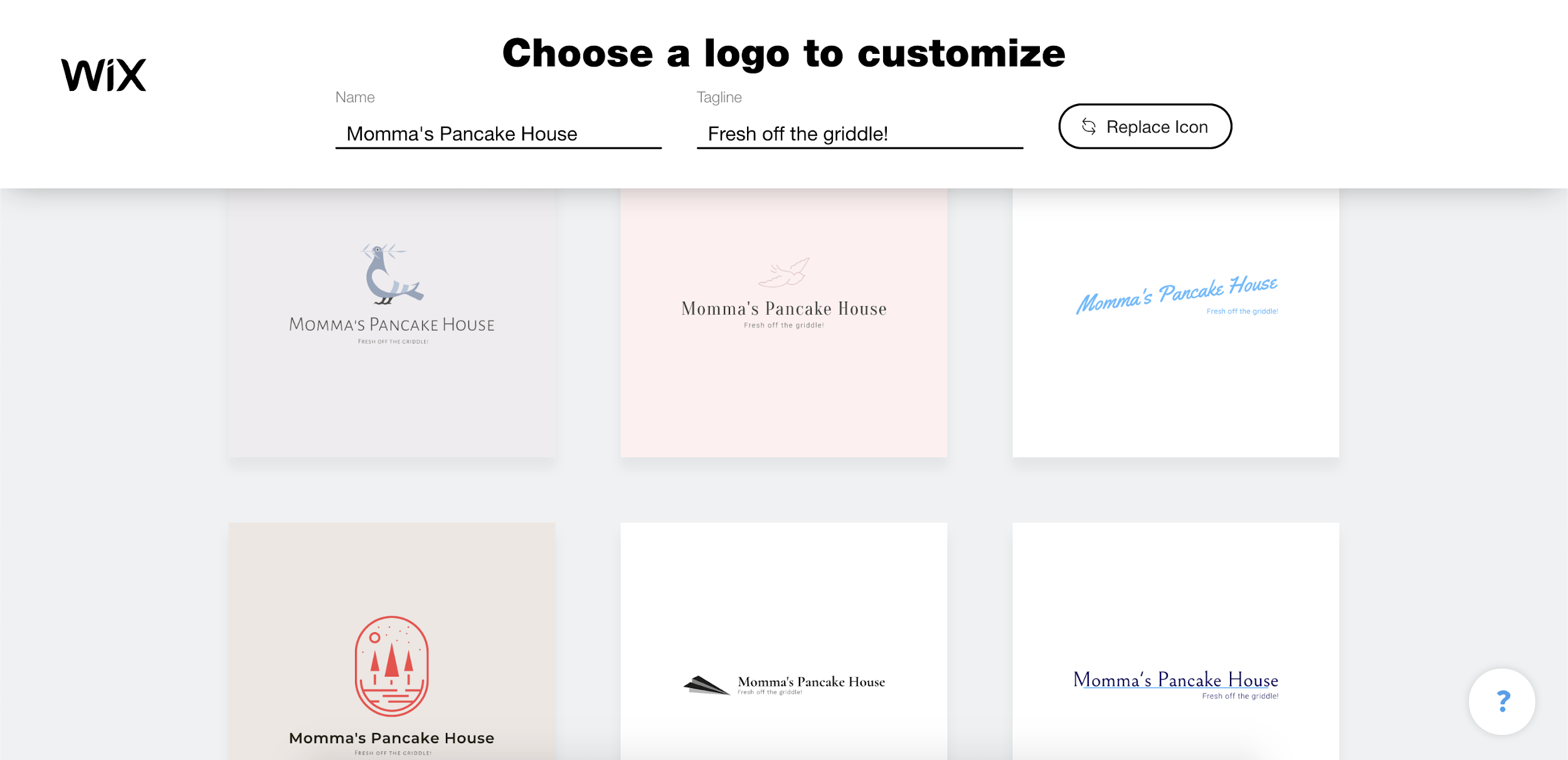 Wix Logo Maker screenshot - choose a logo