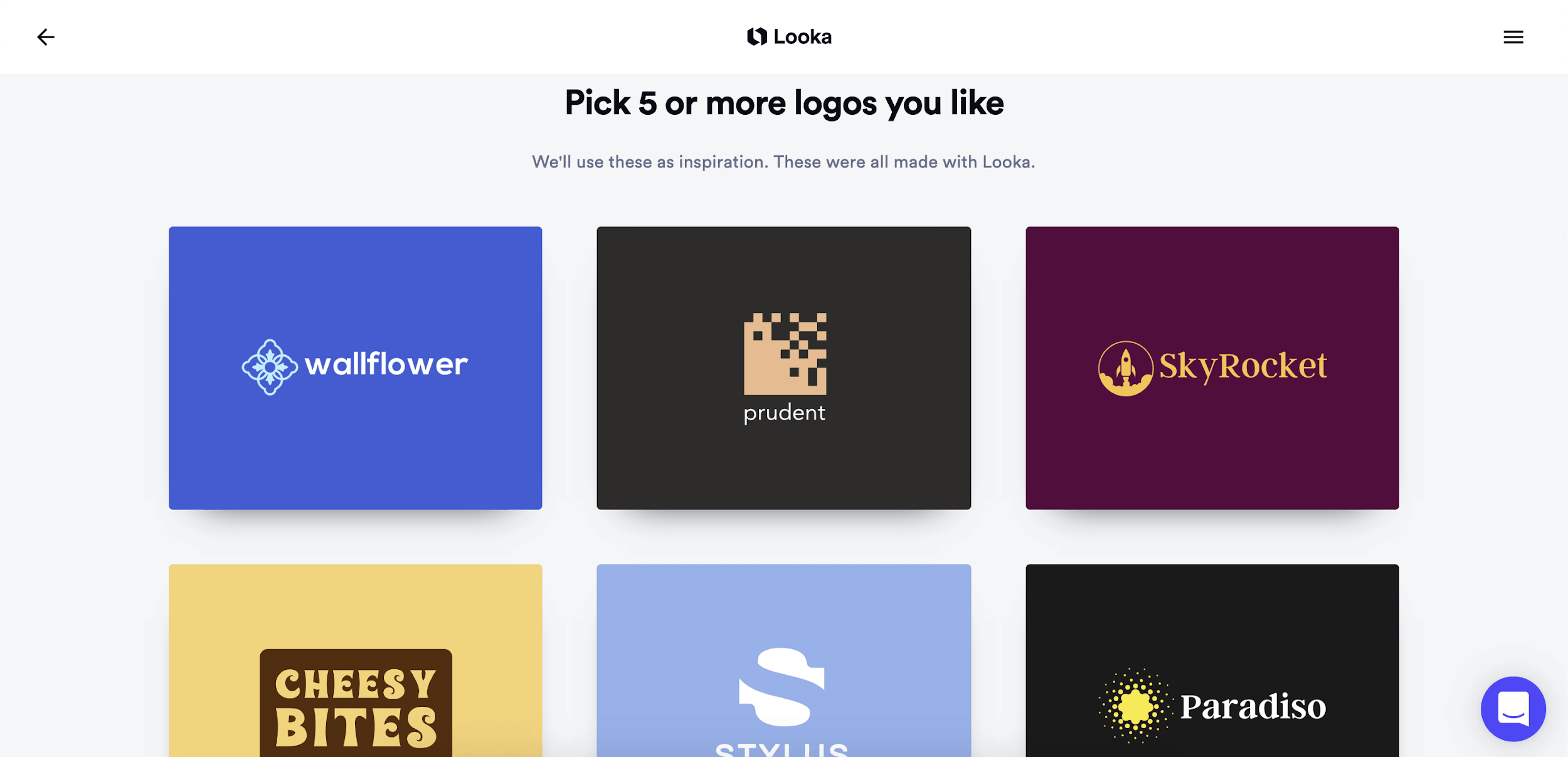 Looka screenshot - Pick your favorite logos