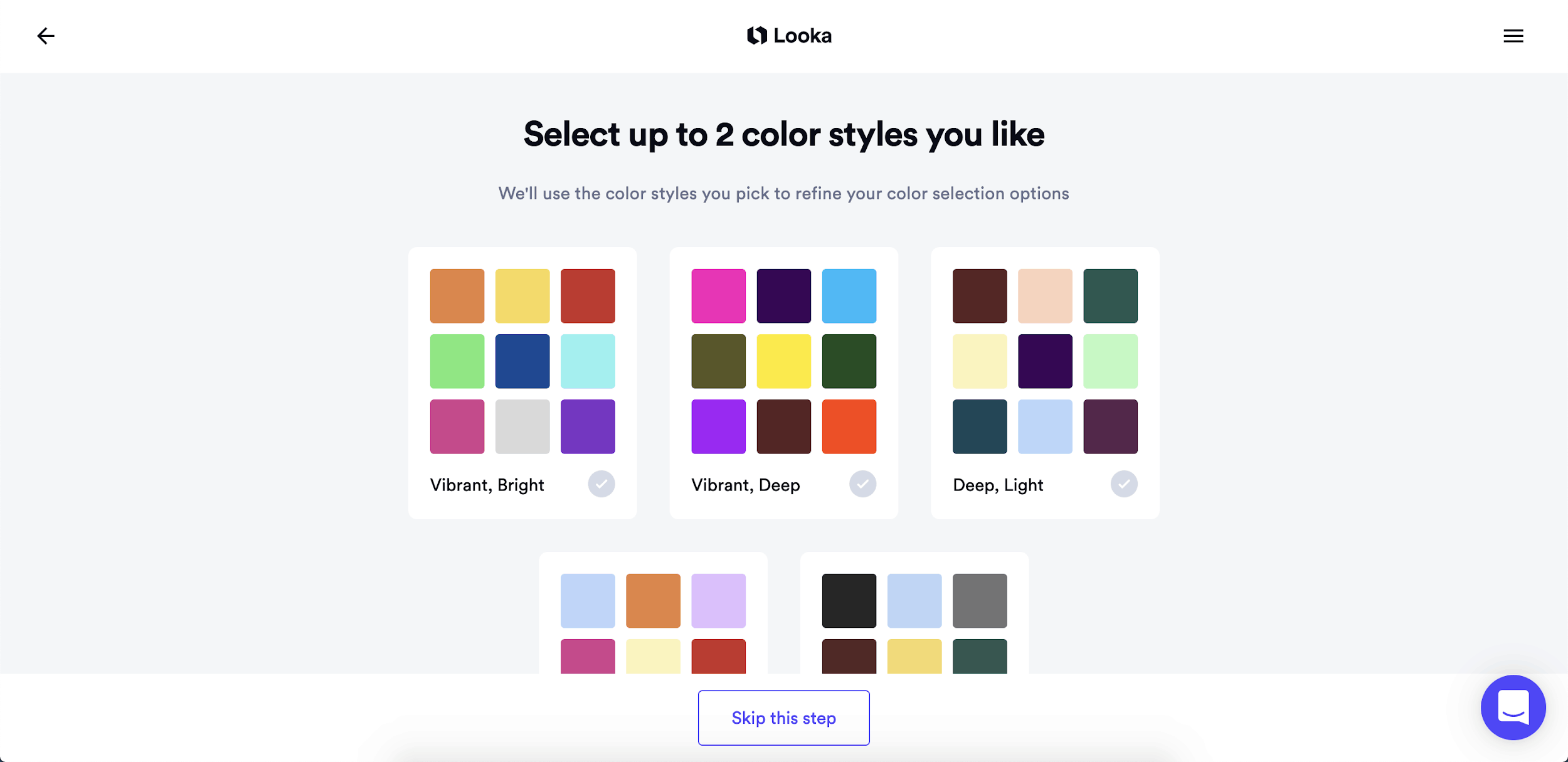 Looka screenshot - Color styles