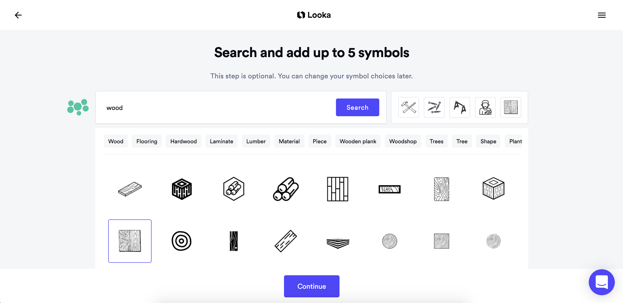 Looka screenshot - Symbol library