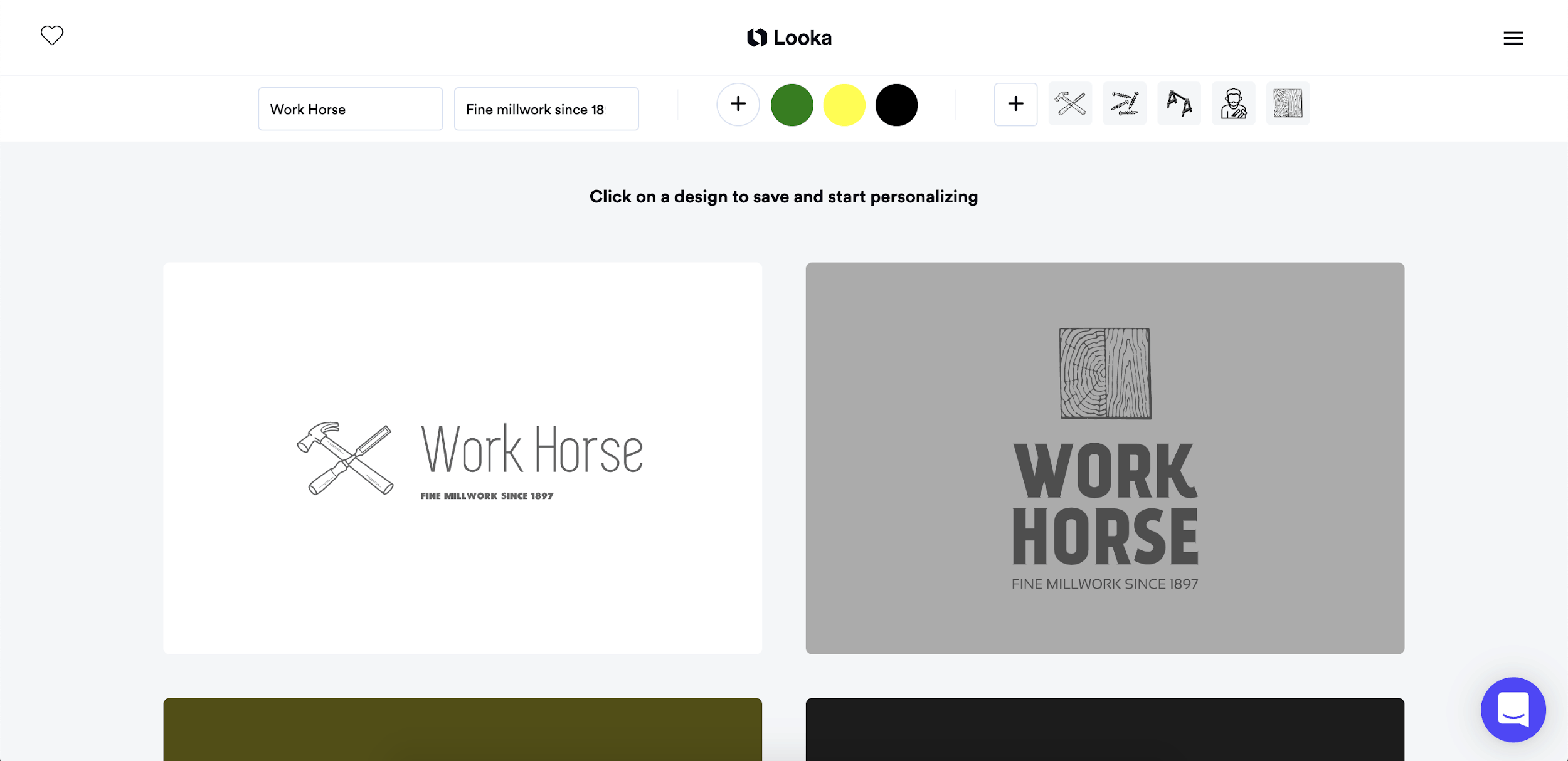 Looka screenshot - AI-generated Logos