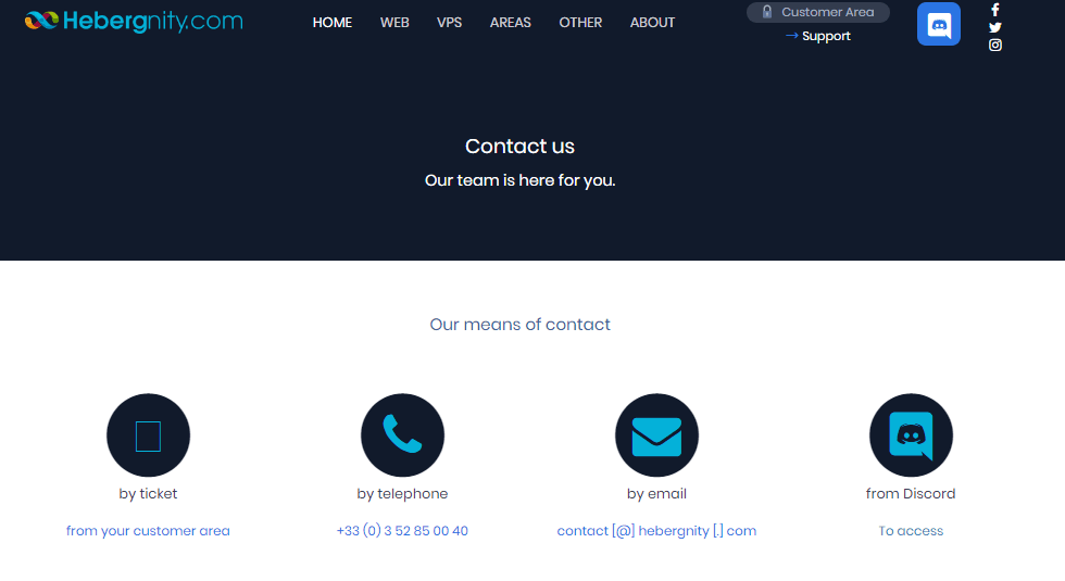 Hebergnity.com support