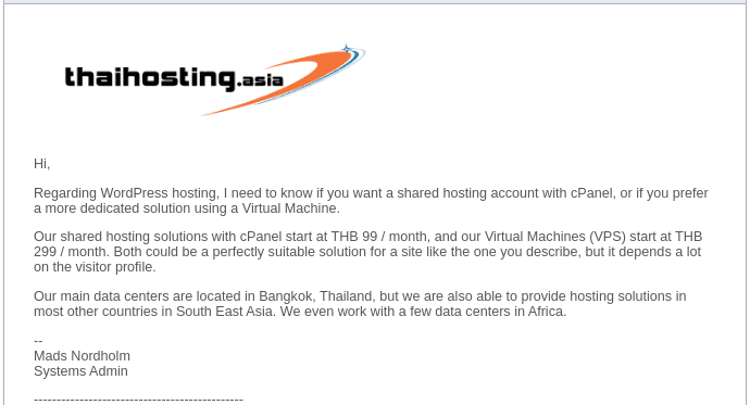 Thaihosting.asia email response