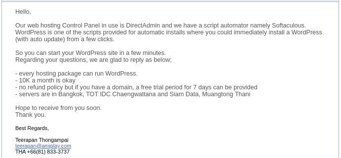VPSthai email reply 1