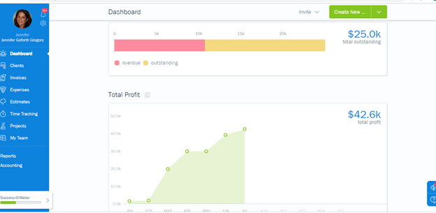 FreshBooks screenshot - Dashboard