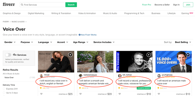 Fiverr Voice Over Reviews - Voice Over Fiverr