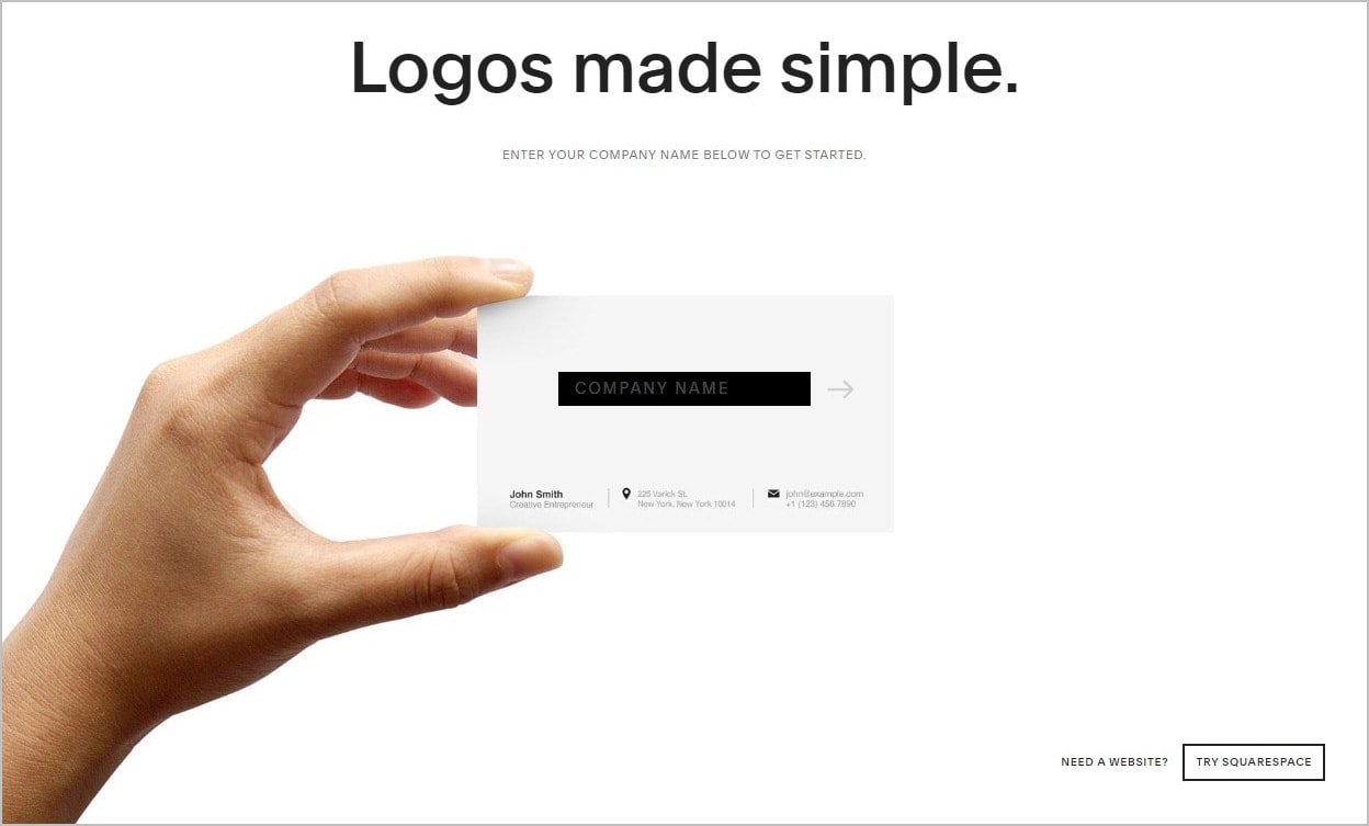 Squarespace Logo Maker homepage screenshot