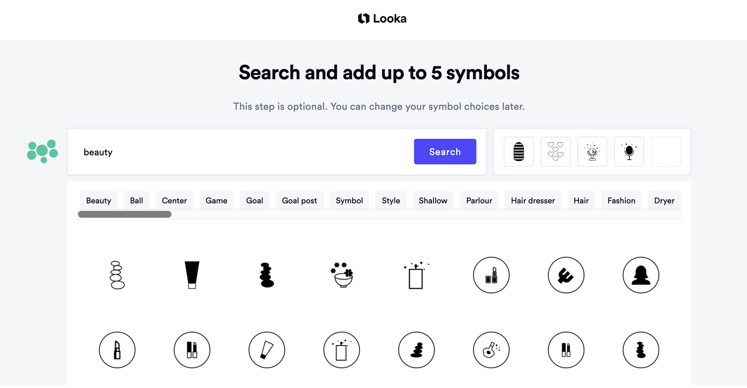Looka screenshot - Symbol library