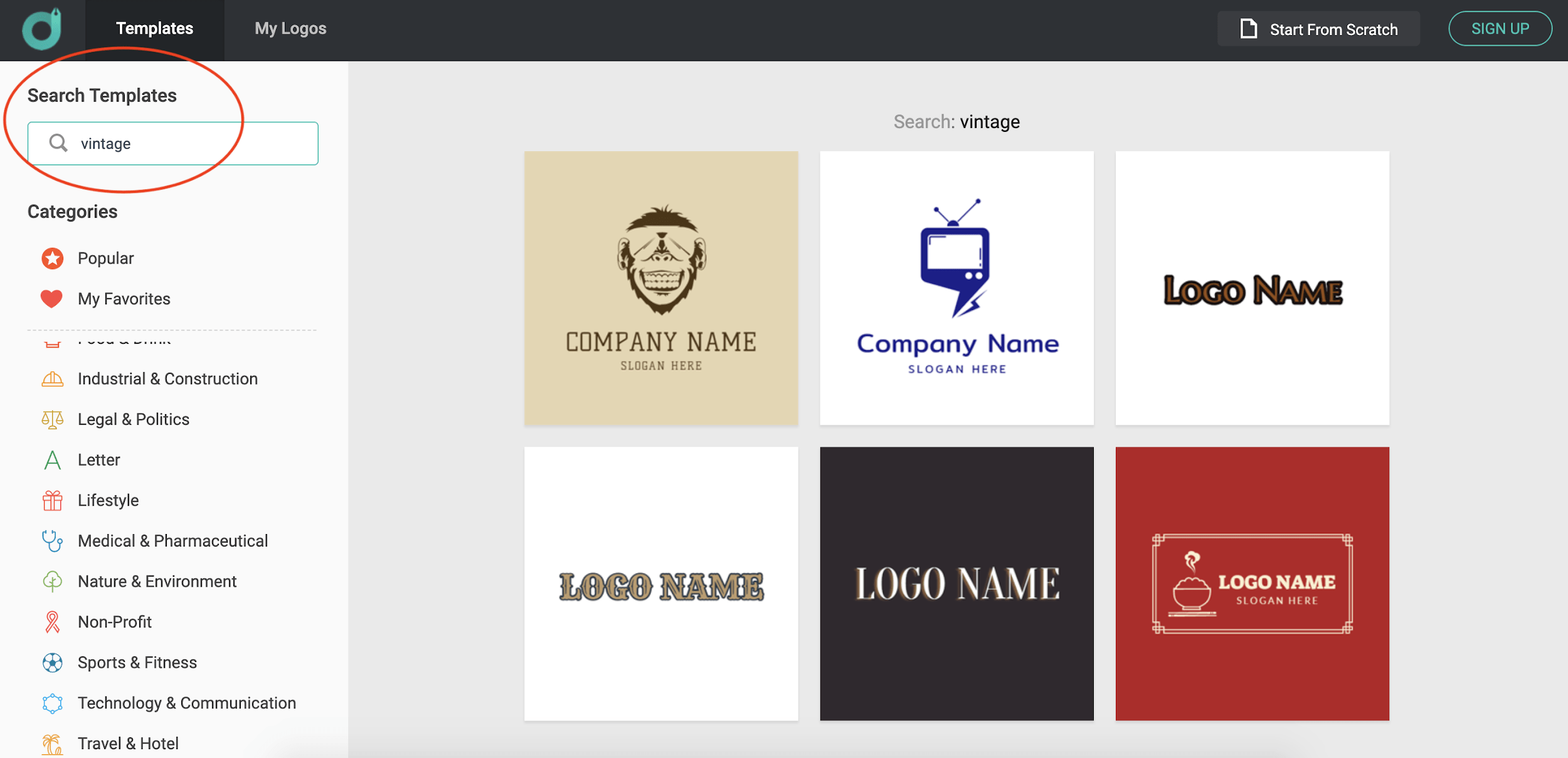 DesignEvo screenshot - Vintage logo templates