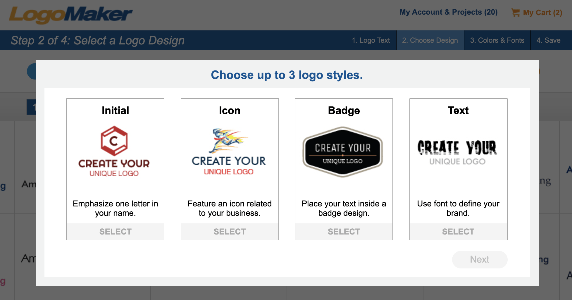 LogoMaker screenshot - Choose logo styles