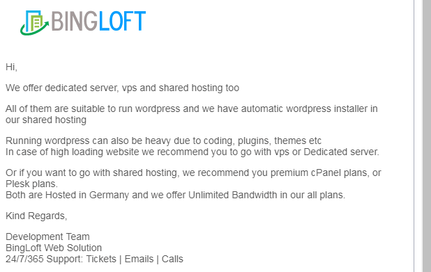 BingLoft email received