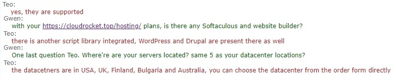 CloudRocket Hosting chat support 2