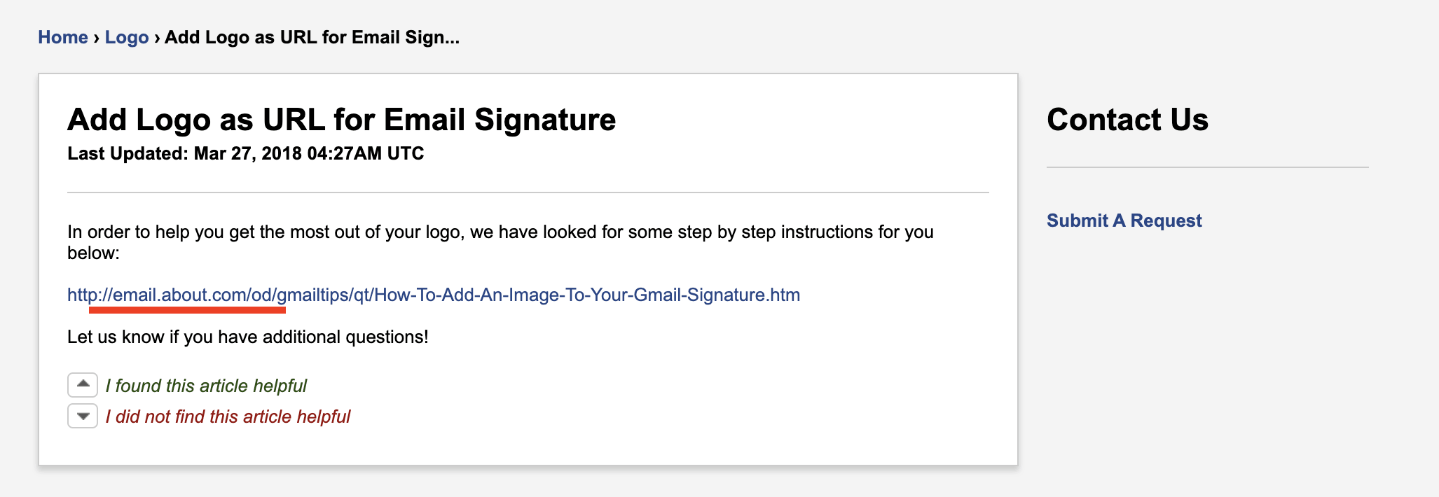 FreeLogoServices screenshot - Email signature FAQ