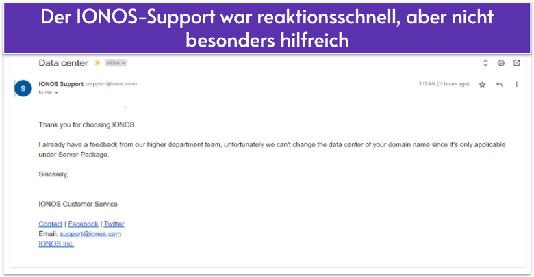 Antwort per E-Mail vom IONOS-Support