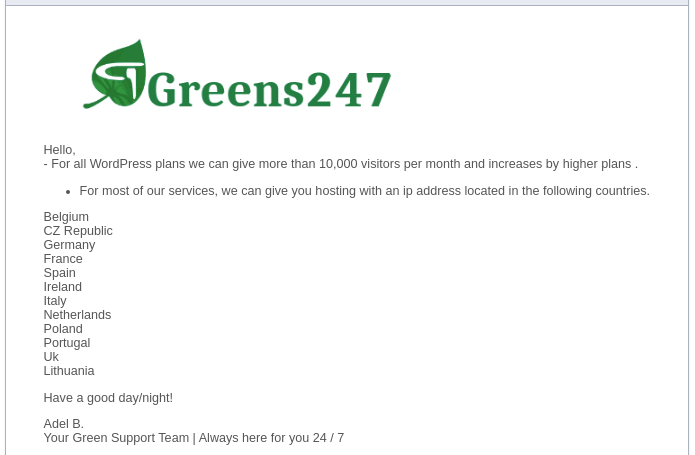 Greens247 ticket received