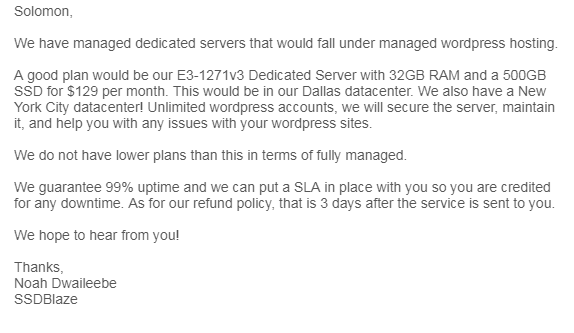 SSDBlaze email received