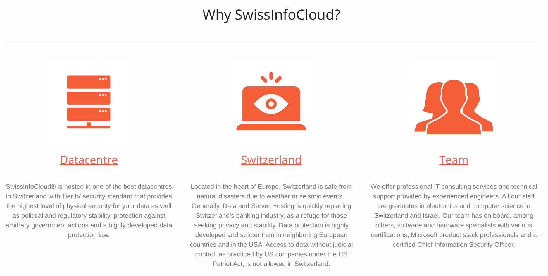 swissinfocloud features