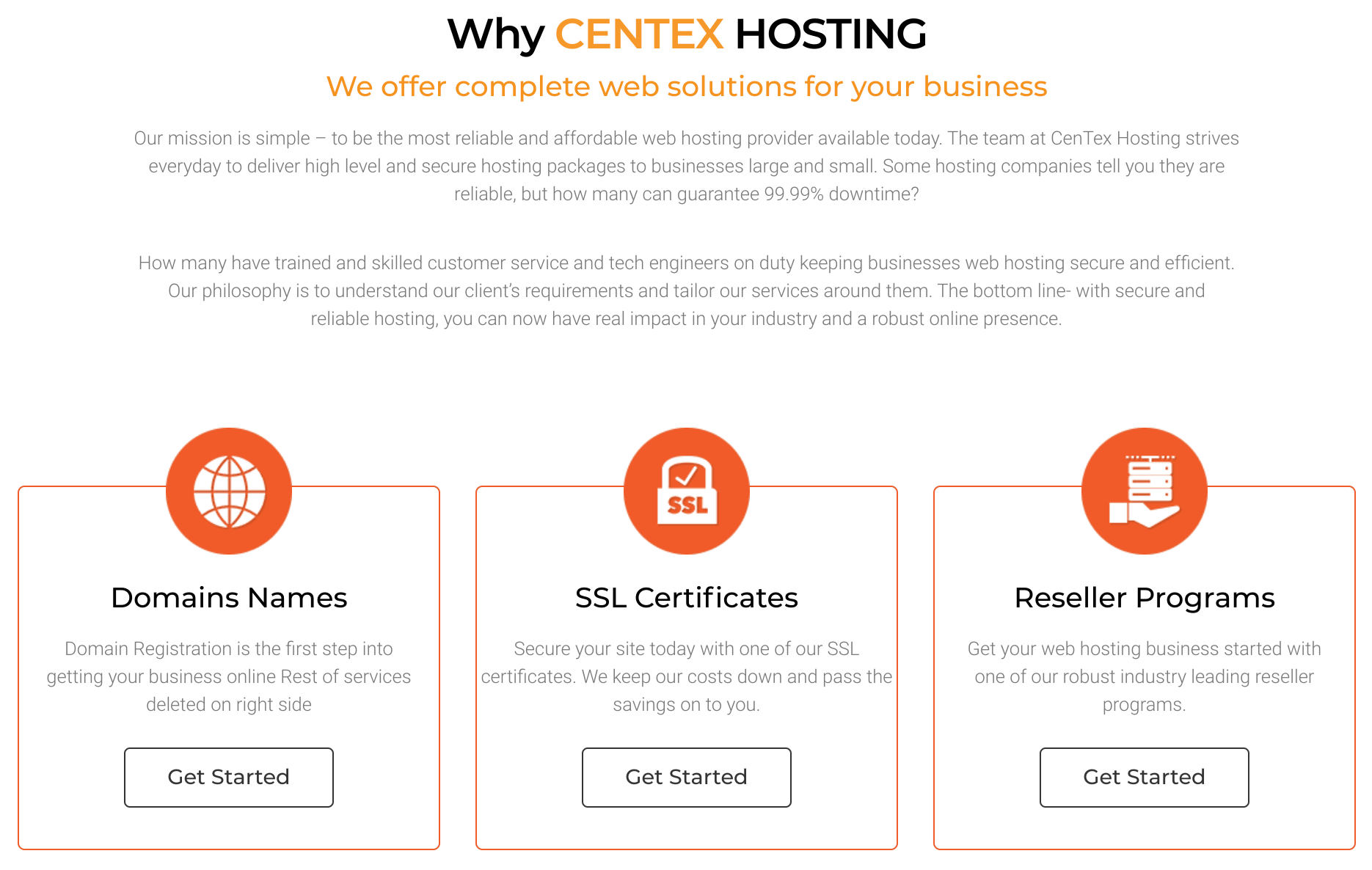 centex hosting features
