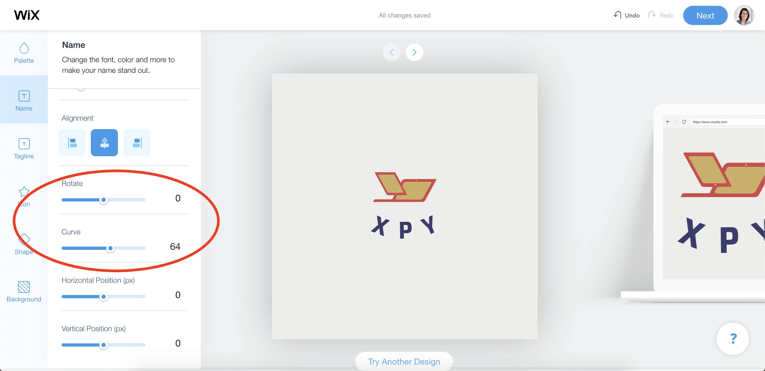 Wix Logo Maker screenshot - Text customization