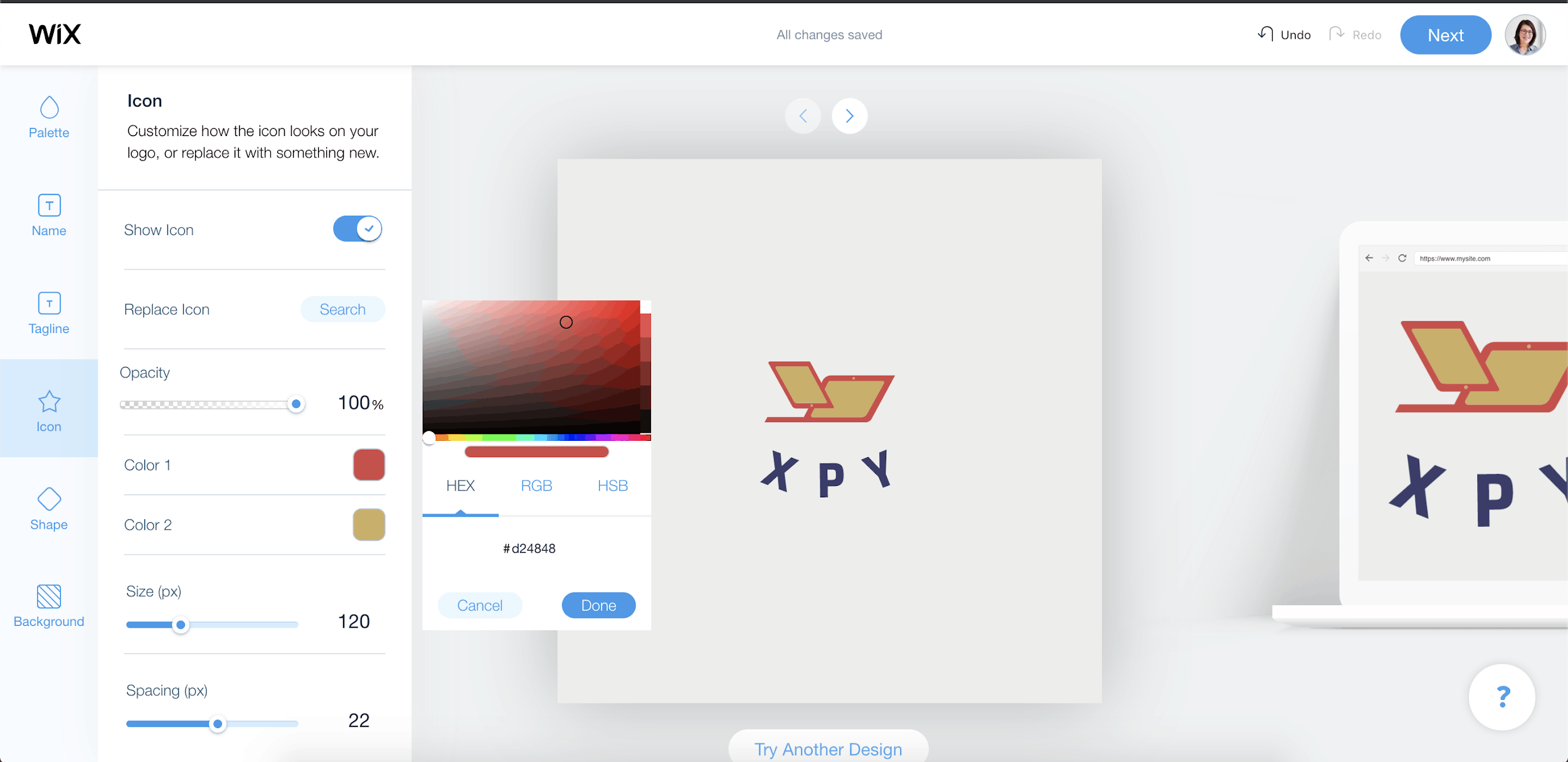 Wix Logo Maker screenshot - Icon editor